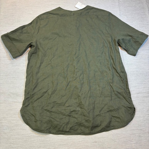 Everlane Linen Tunic Top Olive Green Short Sleeve Relaxed Fit Womens Size M - Picture 4 of 11